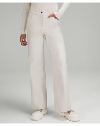 lululemon City Sleek 5 Pocket High-rise Wide-leg Pants Full Length Light Utilitech - Color White - Size 26