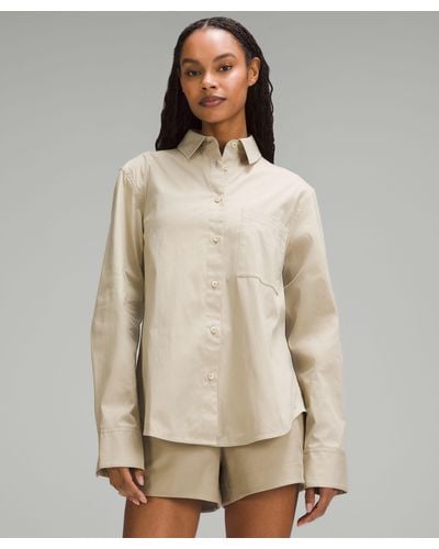 lululemon Relaxed-fit Cotton-blend Poplin Button-down Shirt - Natural