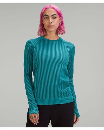 lululemon Rest Less Pullover Long-sleeve Top - Colour Green/blue - Size 6