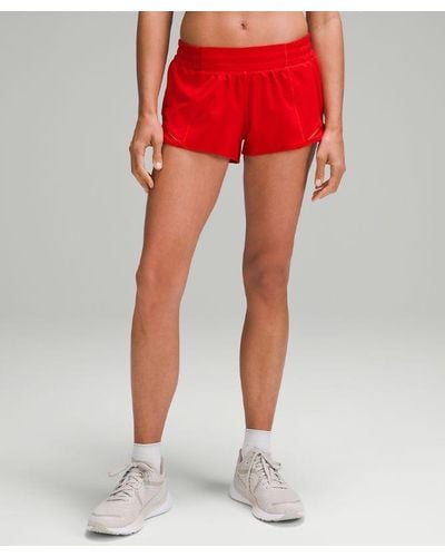lululemon Hotty Hot Low-rise Lined Shorts - 2.5" - Colour Dark Red/neon/red - Size 10