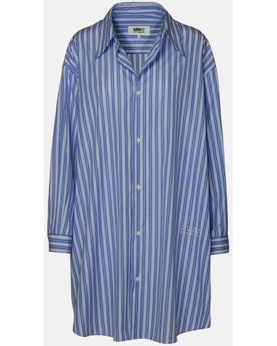 MM6 by Maison Martin Margiela Long Striped Cotton Shirt - Blue