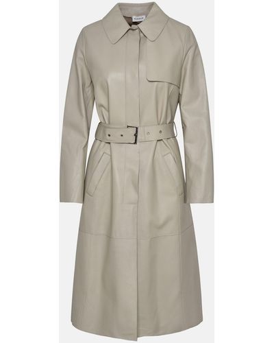 P.A.R.O.S.H. Beige Leather Trench Coat - Gray