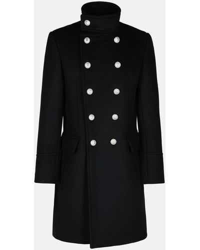 Balmain Wool Blend Coat - Black