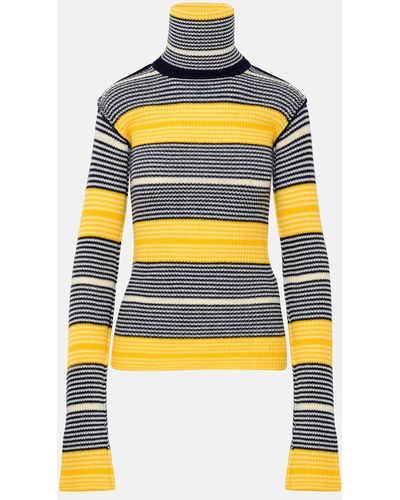 Sportmax Tacco And Yellow Cashmere Blend Sweater - Blue