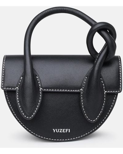 Yuzefi Leather Mini Pretzel Bag - Black