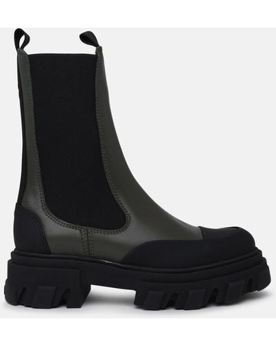 Ganni Leather Chelsea Boot - Black