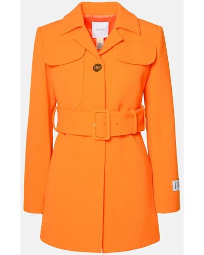 Patou Virgin Wool Coat - Orange
