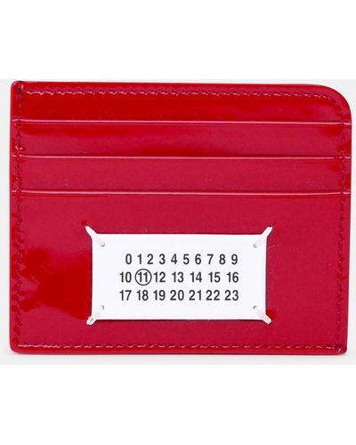 Maison Margiela Card Holder In Shiny Leather - Red