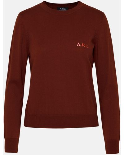 A.P.C. Sylvaine Brick Red Cotton Sweater