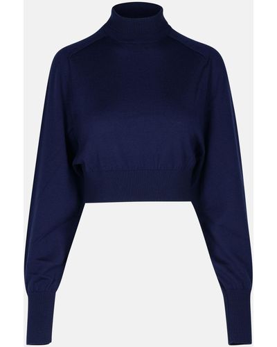 Sportmax 'ululato' Virgin Wool Turtleneck Sweater - Blue