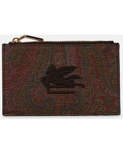 Etro Large 'arnica' Leather Card Holder - Brown