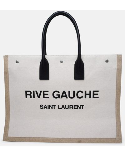 Saint Laurent 'rive Gauche' Large Beige Linen Bag - Natural