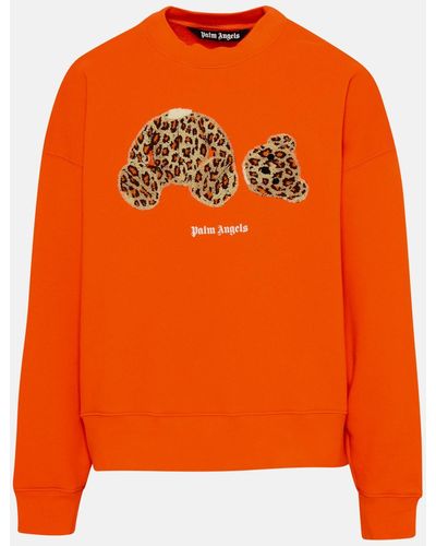 Palm Angels Cotton Leopard-skin Bear Sweatshirt - Orange