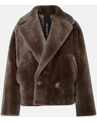 Blancha Short Leather Fur Coat - Brown