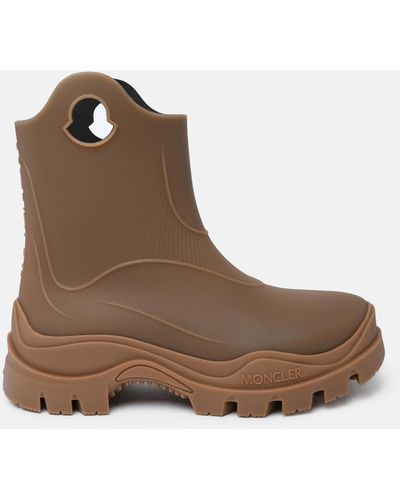 Moncler 'misty' Black Pvc Rain Boots - Brown