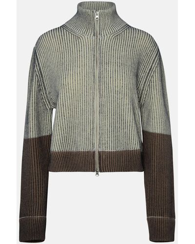 MM6 by Maison Martin Margiela Two-tone Wool Blend Turtleneck Sweater - Gray