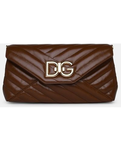 Dolce & Gabbana Lop Camel Calf Leather Shoulder Strap - Brown