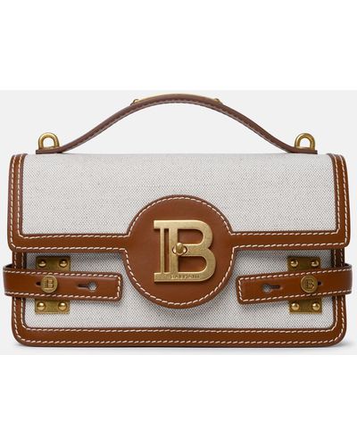 Balmain 'b-buzz 24' Brown Leather And Fabric Bag