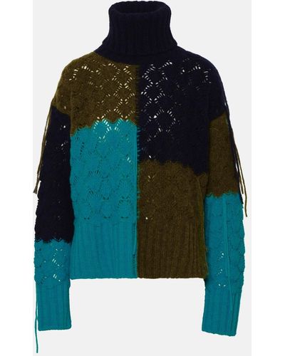 Alanui Colored Alpaca Blend Turtleneck Sweater - Blue