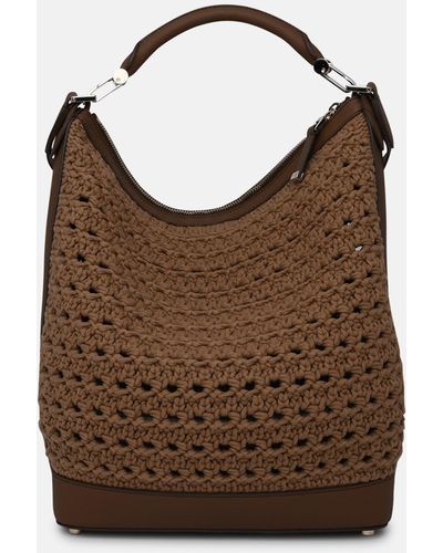 Max Mara Jane Hobo Crochet Knit Bag - Brown