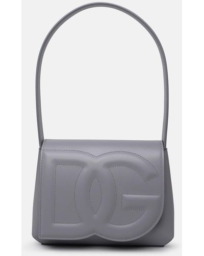 Dolce & Gabbana 'dg Logo Bag' Shoulder Bag In Calf Leather - Gray
