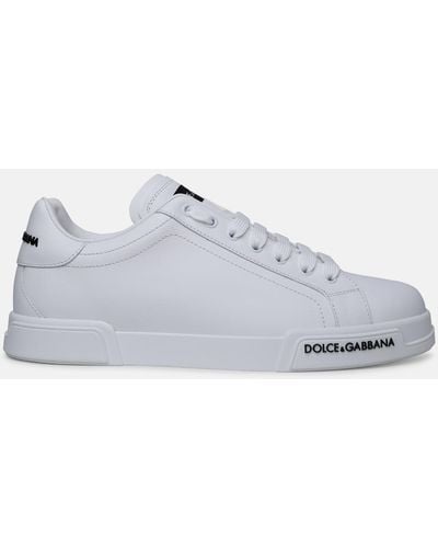 Dolce & Gabbana 'portofino' Calf Leather Sneakers - Metallic