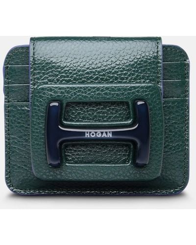 Hogan Plexi Card Holder In Leather - Green