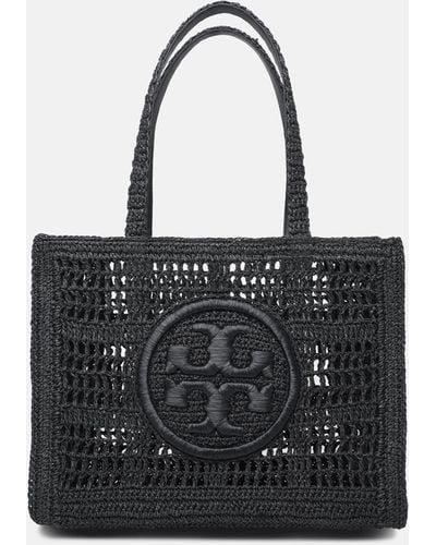 Tory Burch 'ella' Small Raffia Shopping Bag - Black