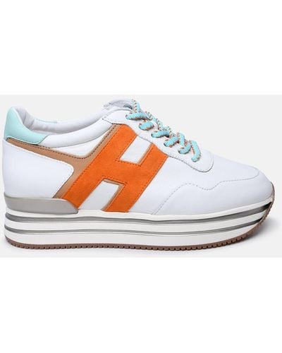 Hogan Beige Leather Sneakers - White