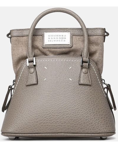 Maison Margiela Micro '5ac Classique' Bag In Dove-gray Leather
