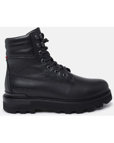 Moncler Peka Leather Lace-up Boots - Black