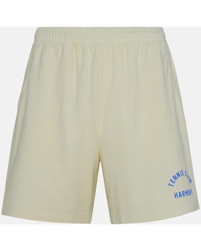 Harmony White Cotton Bermuda Shorts - Natural