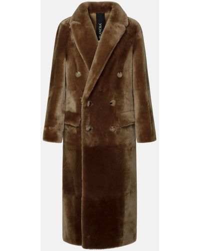 Blancha Long Leather Fur Coat - Brown