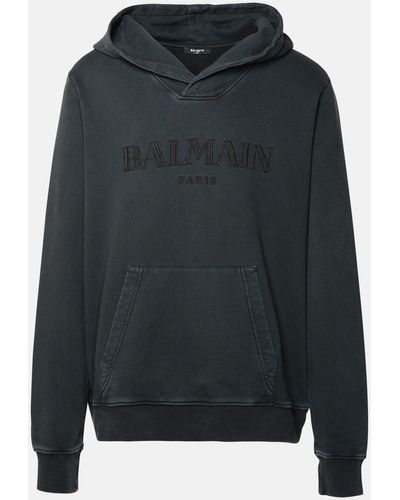Balmain Gray Cotton Sweatshirt - Black