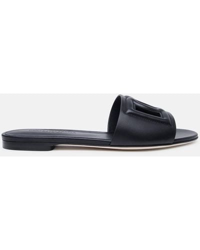 Dolce & Gabbana Calf Leather Slippers - Black