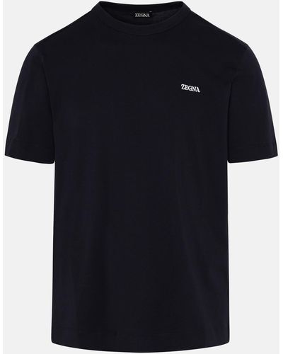 Zegna Navy Cotton T-shirt - Blue