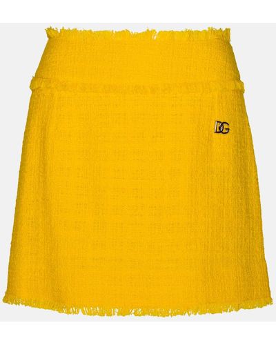 Dolce & Gabbana Cotton Blend Miniskirt - Yellow
