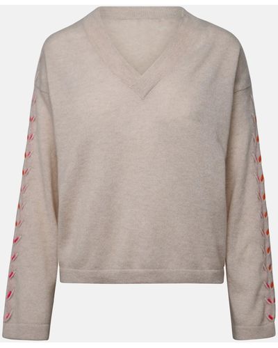 Brodie Cashmere Ivory Cachemire Steve Sweater - Natural