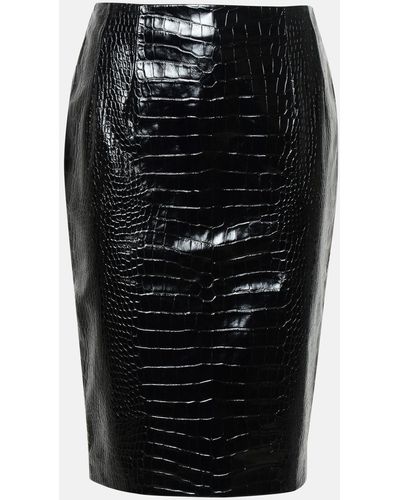 Versace Calf Leather Skirt - Black