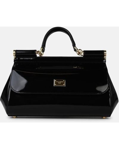 Dolce & Gabbana Medium 'sicily' Handbag In Shiny Leather - Black