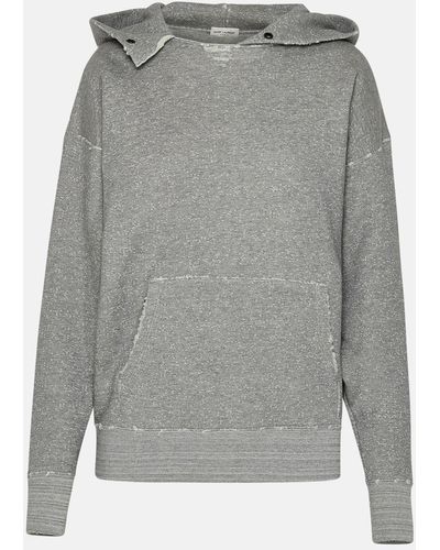 Saint Laurent Grunge Cotton Sweatshirt - Gray