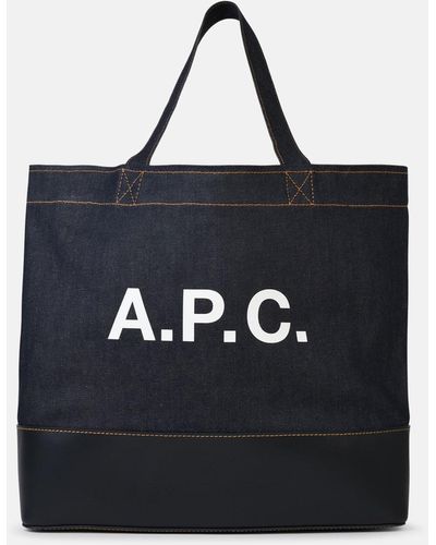 A.P.C. Large 'shopping Axel' Denim Bag - Black