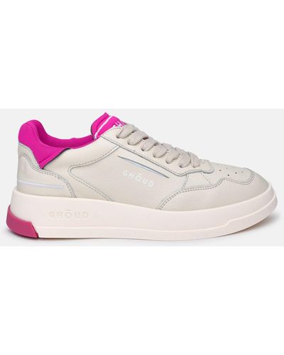 GHŌUD White Leather Tweener Sneakers - Pink