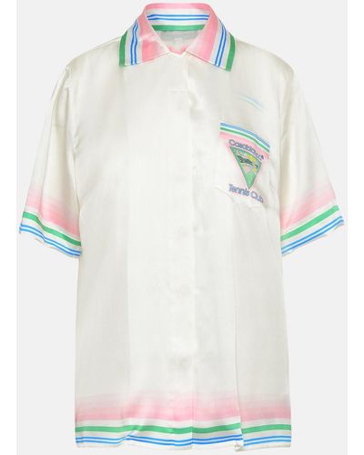 Casablancabrand White Silk Tennis Club Shirt