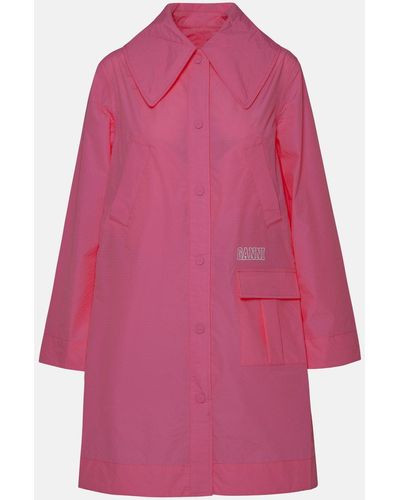Ganni Rose Polyester Coat - Pink
