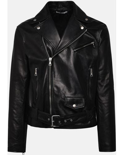 Palm Angels Leather Jacket - Black