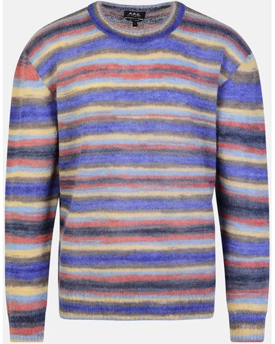 A.P.C. 'bryce' Multicolor Mohair Blend Sweater - Blue