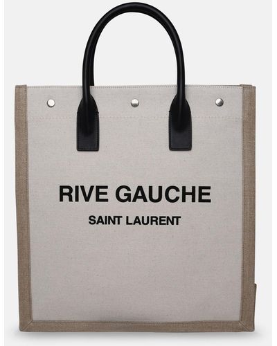 Saint Laurent Beige Canvas Bag - Gray