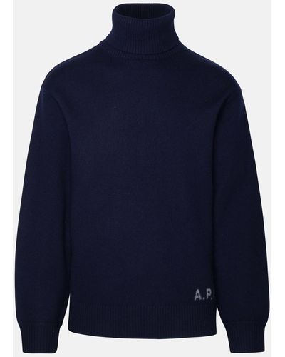 A.P.C. Walter Turtleneck Sweater In Blue Wool