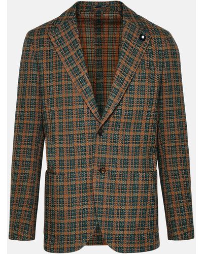 Lardini Drop 7 Wool Blend Blazer Jacket - Green